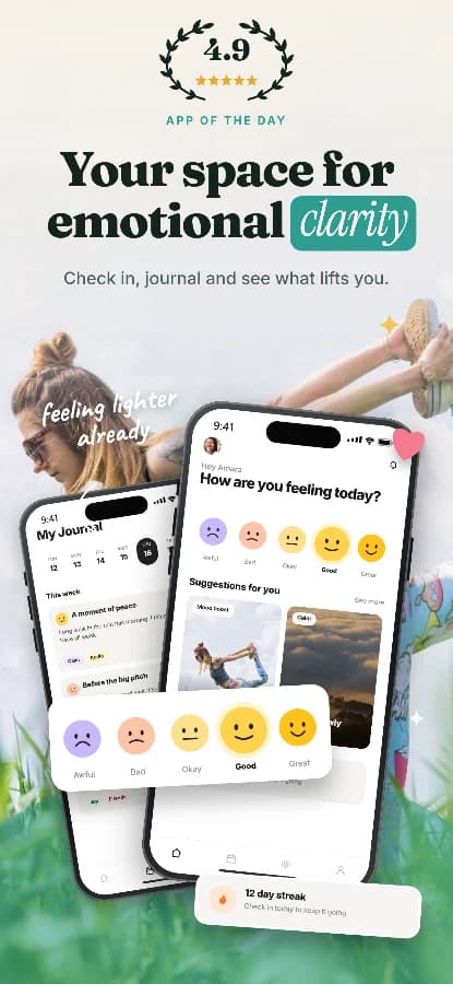 Calmly screenshot design